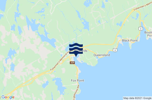 Mapa da tábua de marés em Hubbards, Canada