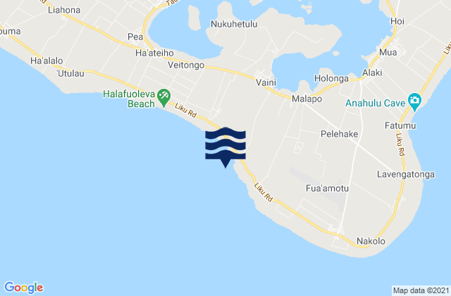 Mapa da tábua de marés em Hufangalupe Beach, Tonga