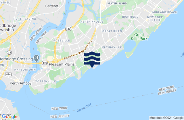 Mapa da tábua de marés em Huguenot Beach, United States