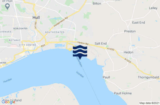 Mapa da tábua de marés em Hull (King George Dock), United Kingdom