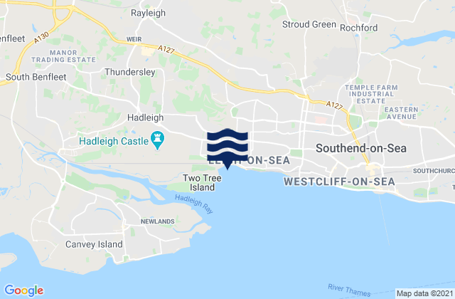 Mapa da tábua de marés em Hullbridge, United Kingdom