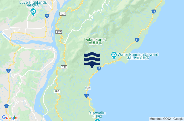 Mapa da tábua de marés em Huludao, Taiwan