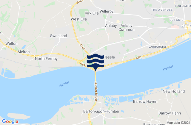 Mapa da tábua de marés em Humber Bridge, United Kingdom