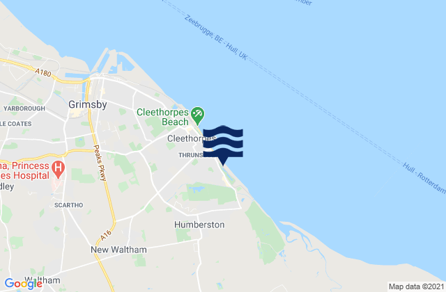Mapa da tábua de marés em Humberston, United Kingdom