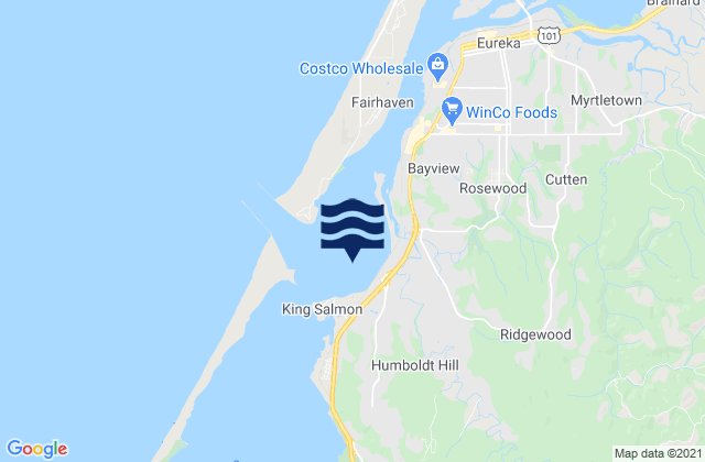Mapa da tábua de marés em Humboldt Bay, United States