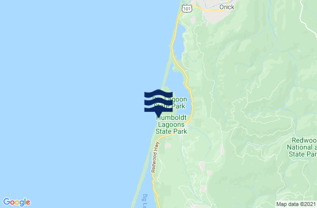 Mapa da tábua de marés em Humboldt Lagoons State Park, United States