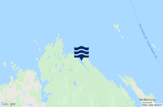Mapa da tábua de marés em Humpback Bay, Canada
