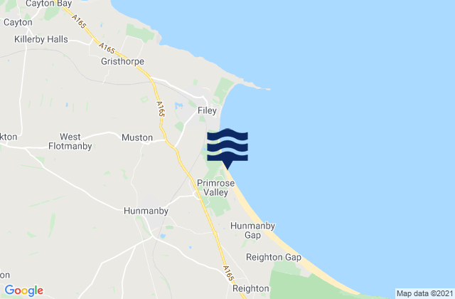 Mapa da tábua de marés em Hunmanby, United Kingdom