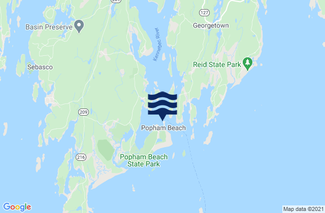 Mapa da tábua de marés em Hunniwell Point, United States