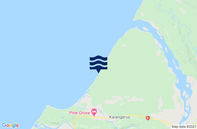 Mapa da tábua de marés em Hunt Beach, New Zealand