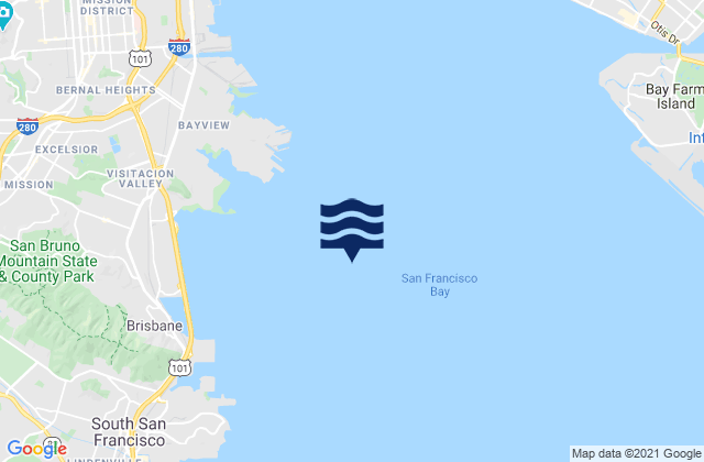 Mapa da tábua de marés em Hunters Point 1.6nm SE of, United States