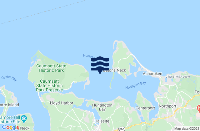Mapa da tábua de marés em Huntington Bay off East Fort Point, United States