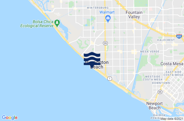 Mapa da tábua de marés em Huntington Pier, United States