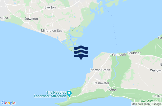 Mapa da tábua de marés em Hurst Point, United Kingdom