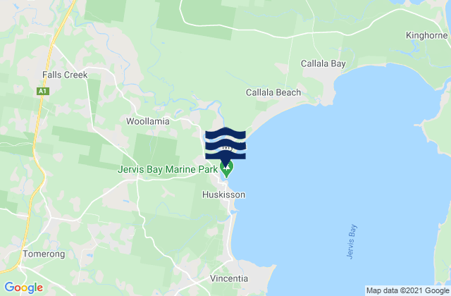 Mapa da tábua de marés em Huskisson, Australia