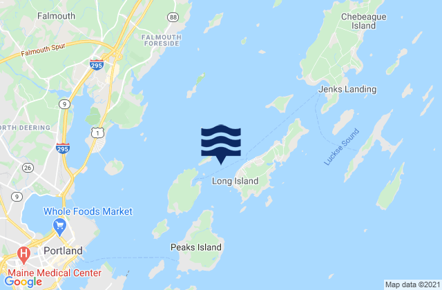 Mapa da tábua de marés em Hussey Sound Cow Island, United States