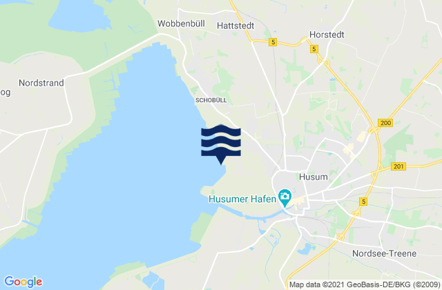 Mapa da tábua de marés em Husum, Germany