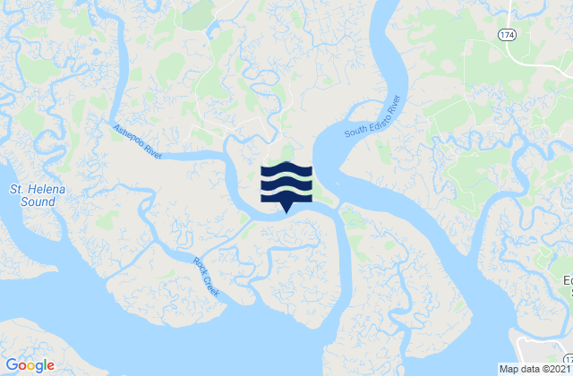 Mapa da tábua de marés em Hutchinson Island Ashepoo River, United States