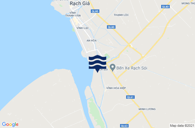 Mapa da tábua de marés em Huyện Châu Thành, Vietnam