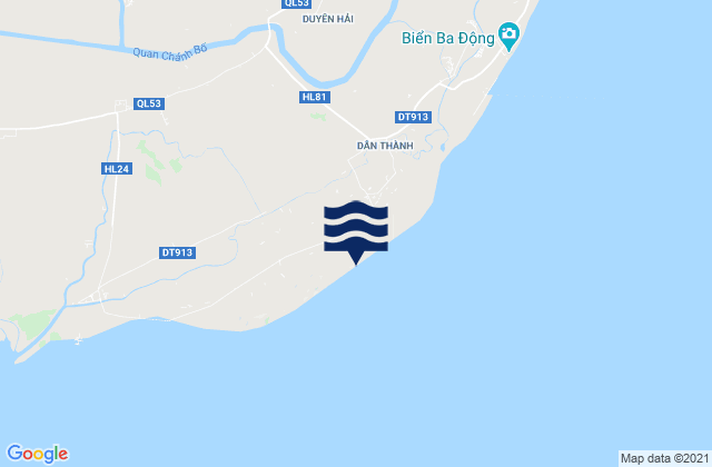 Mapa da tábua de marés em Huyện Duyên Hải, Vietnam