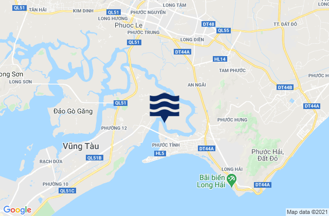 Mapa da tábua de marés em Huyện Long Điền, Vietnam