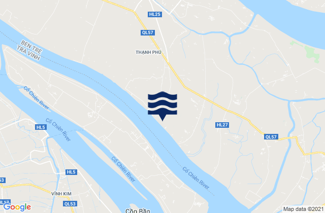 Mapa da tábua de marés em Huyện Thạnh Phú, Vietnam
