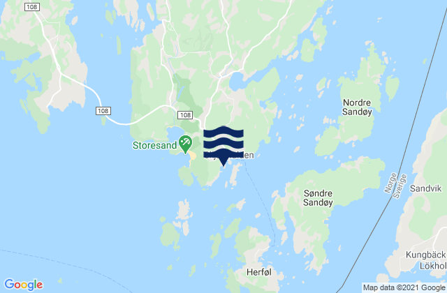 Mapa da tábua de marés em Hvaler, Norway
