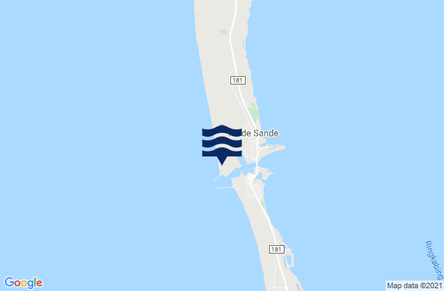 Mapa da tábua de marés em Hvide Sande North Beach, Denmark