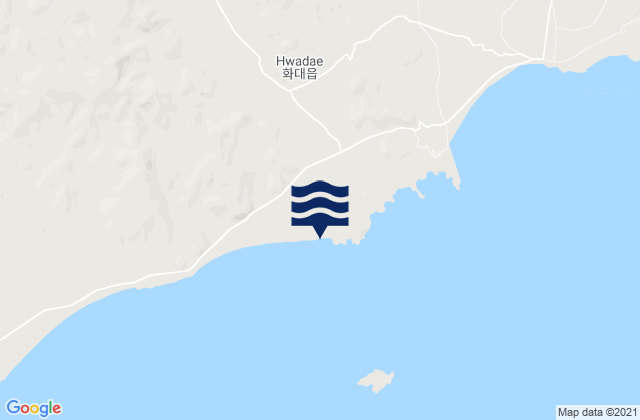 Mapa da tábua de marés em Hwadae-gun, North Korea