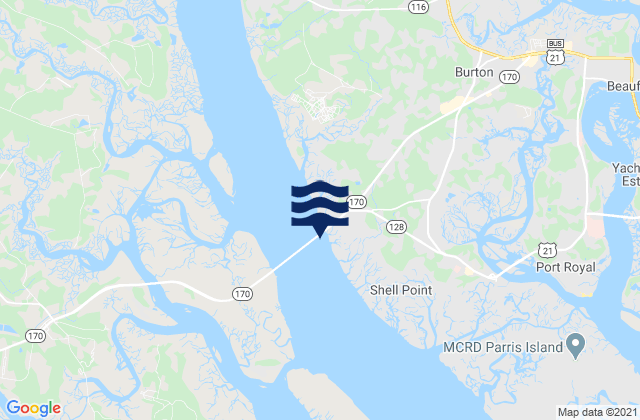 Mapa da tábua de marés em Hwy 170 bridge, United States