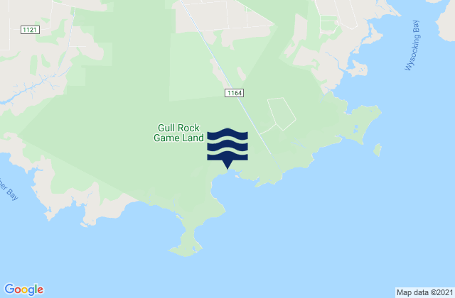 Mapa da tábua de marés em Hyde County, United States
