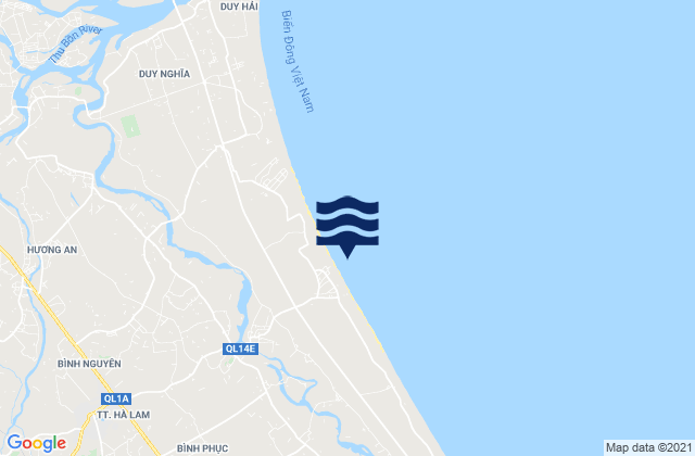 Mapa da tábua de marés em Hà Lam, Vietnam