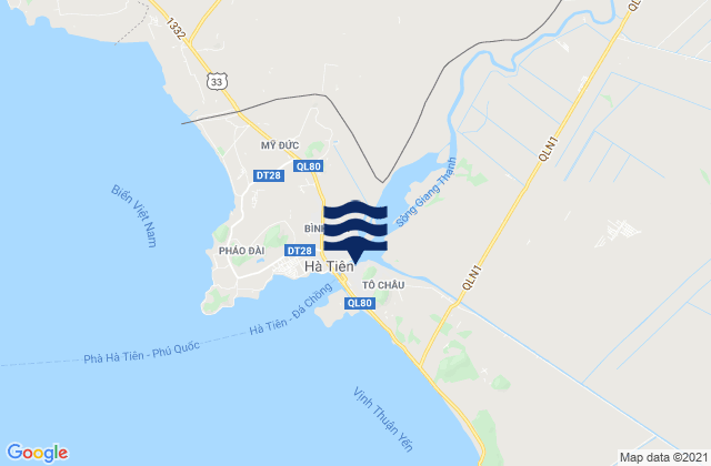 Mapa da tábua de marés em Hà Tiên, Vietnam
