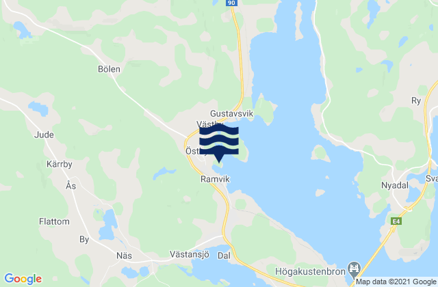 Mapa da tábua de marés em Härnösands Kommun, Sweden