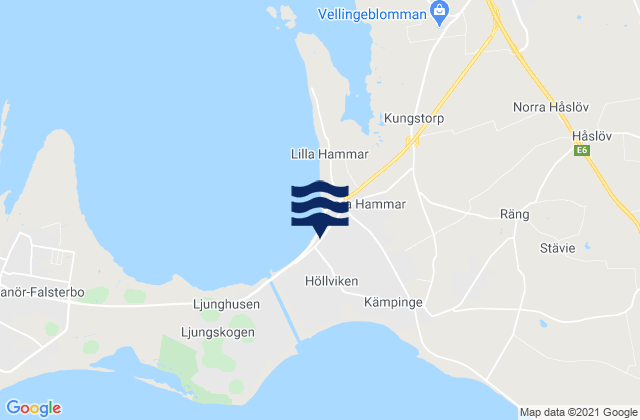 Mapa da tábua de marés em Höllviken, Sweden