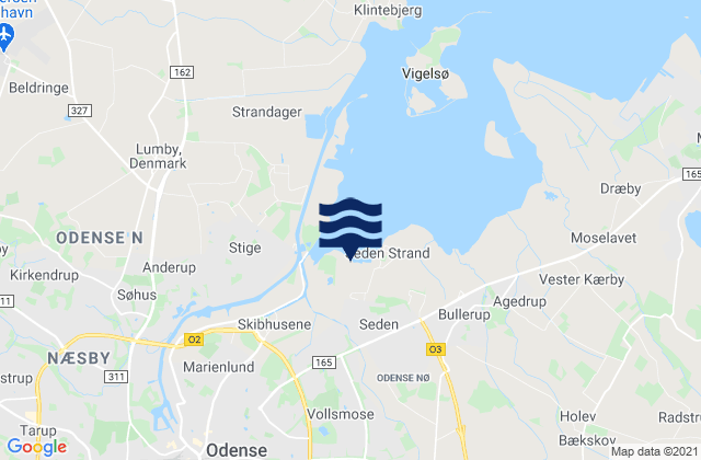 Mapa da tábua de marés em Højby, Denmark