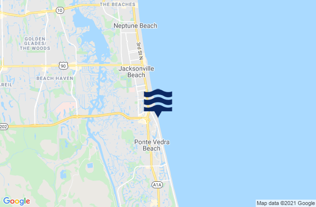 Mapa da tábua de marés em I-295 Bridge (St Johns River), United States