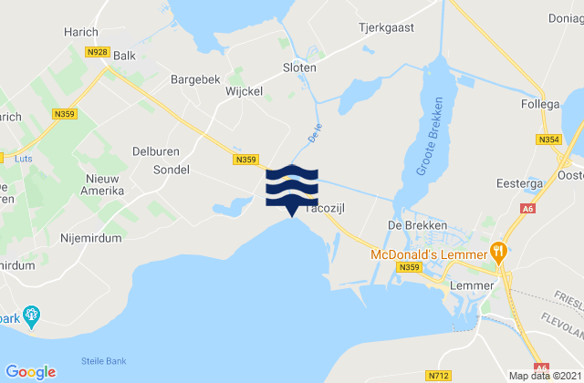 Mapa da tábua de marés em IJlst, Netherlands