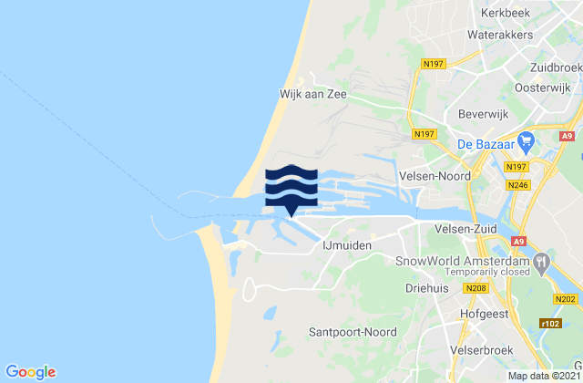 Mapa da tábua de marés em IJmuiden Port Amsterdam, Netherlands