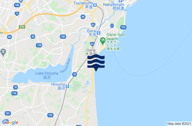 Mapa da tábua de marés em Ibaraki, Japan