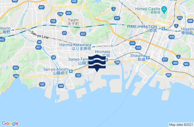 Mapa da tábua de marés em Ibo-gun, Japan