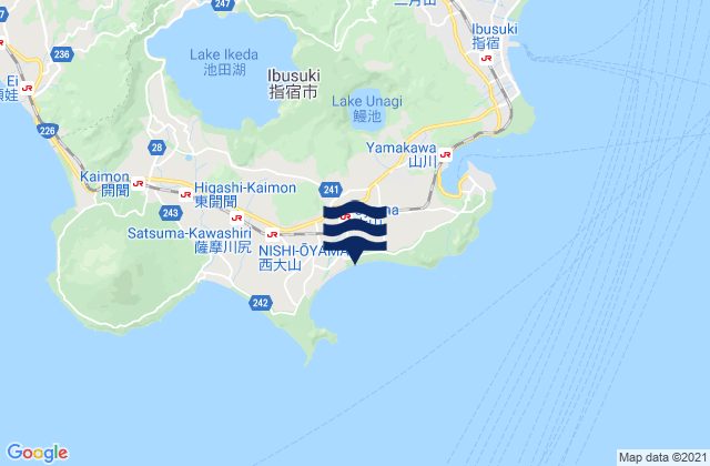 Mapa da tábua de marés em Ibusuki Shi, Japan