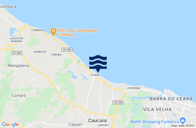 Mapa da tábua de marés em Icarai, Brazil