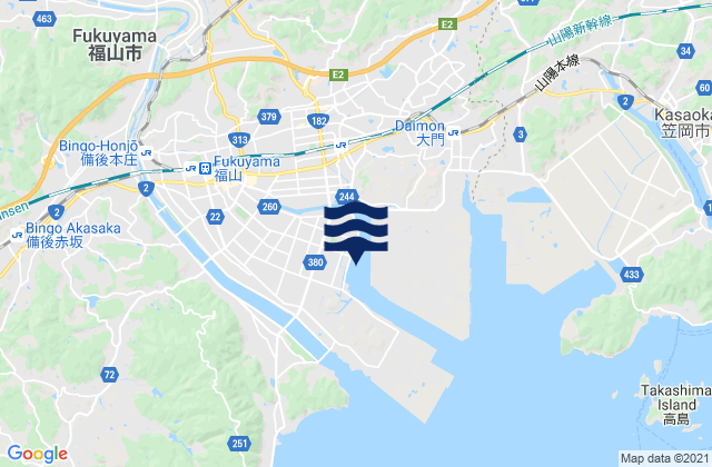 Mapa da tábua de marés em Ichimonjicho, Japan
