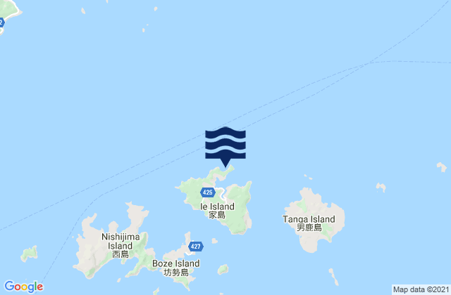 Mapa da tábua de marés em Ie Shima, Japan