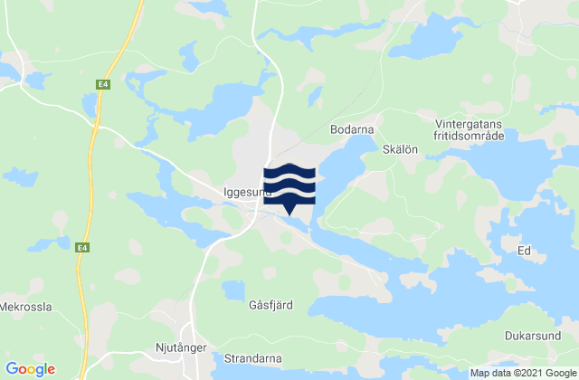 Mapa da tábua de marés em Iggesund, Sweden