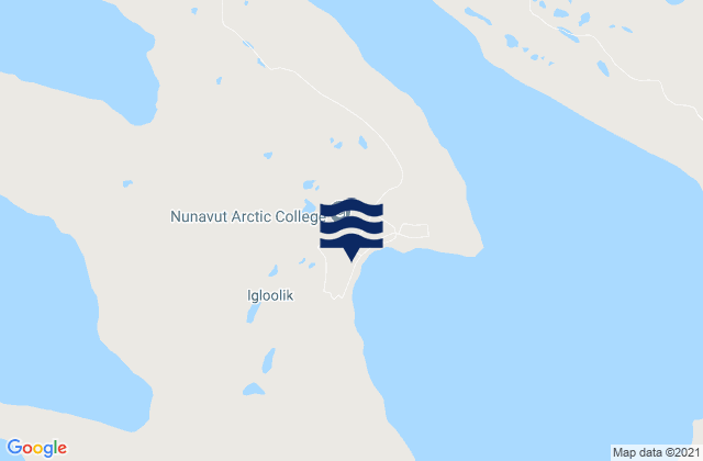 Mapa da tábua de marés em Igloolik, Canada