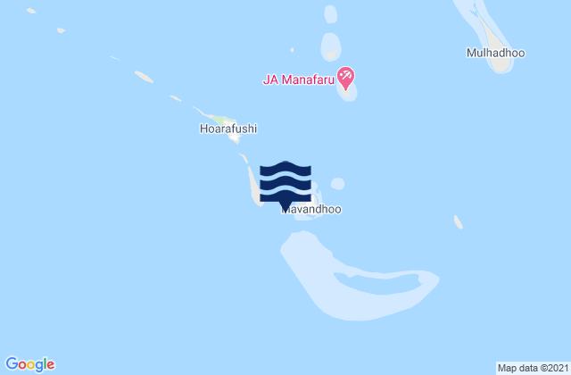 Mapa da tábua de marés em Ihavandu Maldive Islands, India