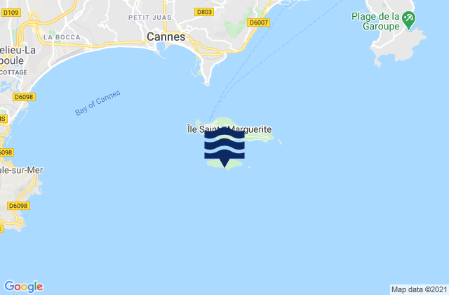 Mapa da tábua de marés em Ile St Honorat, France