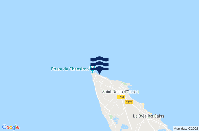 Mapa da tábua de marés em Ile d'Oleron - Chassiron, France